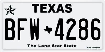 TX license plate BFW4286