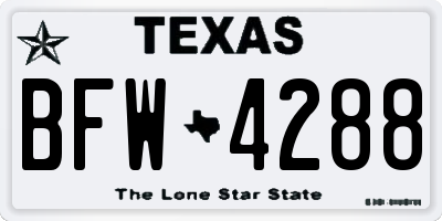 TX license plate BFW4288