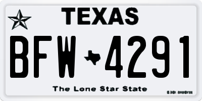 TX license plate BFW4291