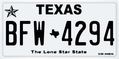TX license plate BFW4294