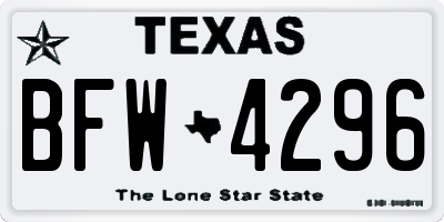 TX license plate BFW4296