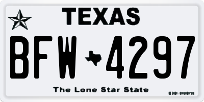 TX license plate BFW4297