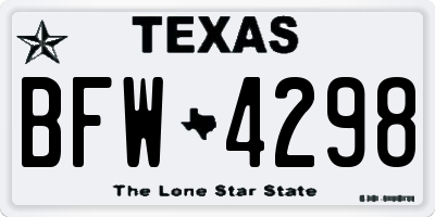 TX license plate BFW4298