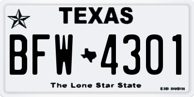TX license plate BFW4301