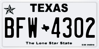 TX license plate BFW4302