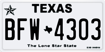 TX license plate BFW4303