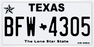 TX license plate BFW4305