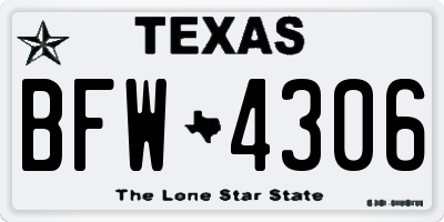 TX license plate BFW4306