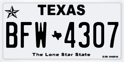 TX license plate BFW4307