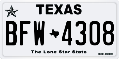 TX license plate BFW4308