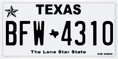 TX license plate BFW4310