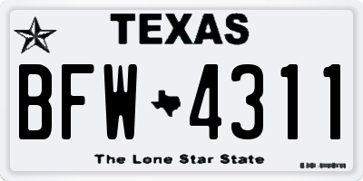 TX license plate BFW4311