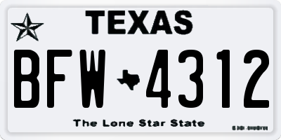 TX license plate BFW4312