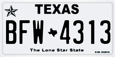 TX license plate BFW4313
