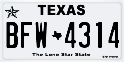 TX license plate BFW4314