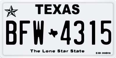 TX license plate BFW4315
