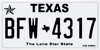 TX license plate BFW4317