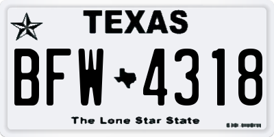 TX license plate BFW4318