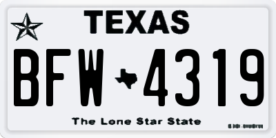 TX license plate BFW4319