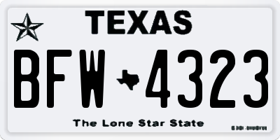 TX license plate BFW4323