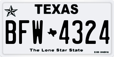 TX license plate BFW4324