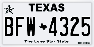 TX license plate BFW4325