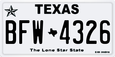 TX license plate BFW4326