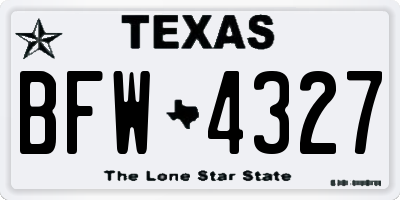 TX license plate BFW4327