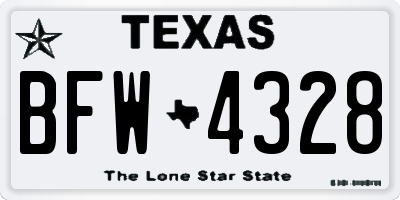 TX license plate BFW4328