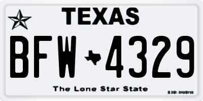 TX license plate BFW4329