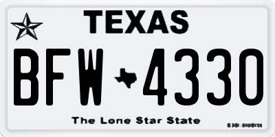 TX license plate BFW4330