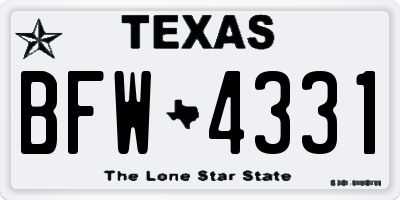 TX license plate BFW4331