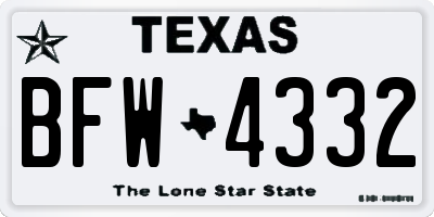 TX license plate BFW4332