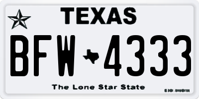 TX license plate BFW4333