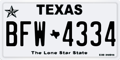 TX license plate BFW4334