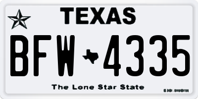 TX license plate BFW4335