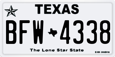 TX license plate BFW4338