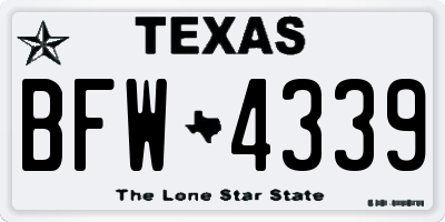 TX license plate BFW4339
