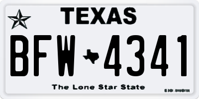 TX license plate BFW4341