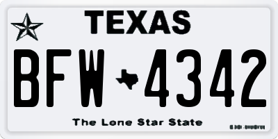 TX license plate BFW4342