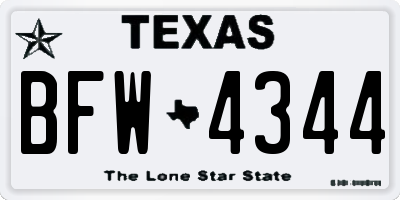 TX license plate BFW4344