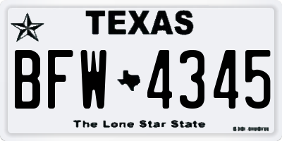 TX license plate BFW4345