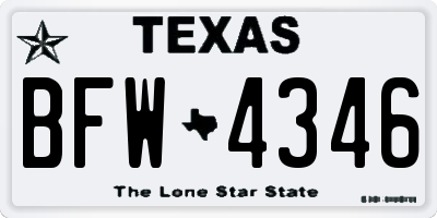 TX license plate BFW4346