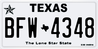 TX license plate BFW4348
