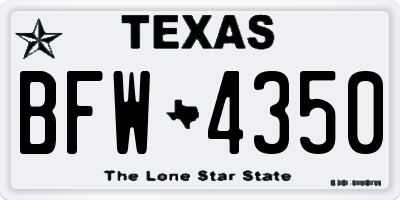 TX license plate BFW4350