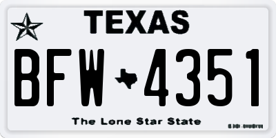 TX license plate BFW4351