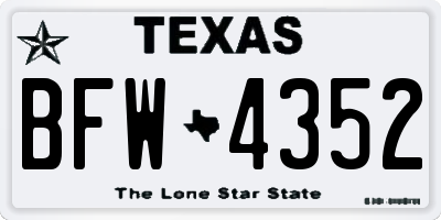 TX license plate BFW4352