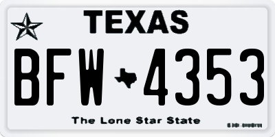 TX license plate BFW4353