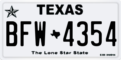 TX license plate BFW4354