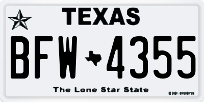 TX license plate BFW4355